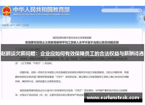 赵鹏谈欠薪问题：企业应如何有效保障员工的合法权益与薪酬待遇